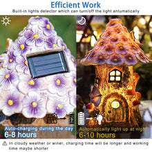 Load image into Gallery viewer, Solar garden decoration for outdoors, fairy mushroom house for outdoor use, made of synthetic resin, IP44 waterproof, 6-12 hours, fairy house garden decoration, with solar lamp, for patio lawn
