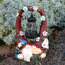 Load image into Gallery viewer, Joint Honglin Outdoor Gnome Decorations with Solar LED Lights Two Couple Gnome Resin Statues
