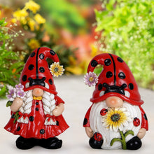 Load image into Gallery viewer, Hodao 2PCS Spring Ladybug Gnome Couple Ornaments Decor Summer Gnomes Figurines for Outdoor Garden Decor Ladybug Birthday Gift for Mom, Grandma, Women
