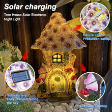 Load image into Gallery viewer, Solar garden decoration for outdoors, fairy mushroom house for outdoor use, made of synthetic resin, IP44 waterproof, 6-12 hours, fairy house garden decoration, with solar lamp, for patio lawn
