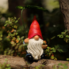 Load image into Gallery viewer, WSHMZYHOME Garden Gnome with Red Hat and Leaf Umbrella, Decorative Outdoor Statue, White Beard
