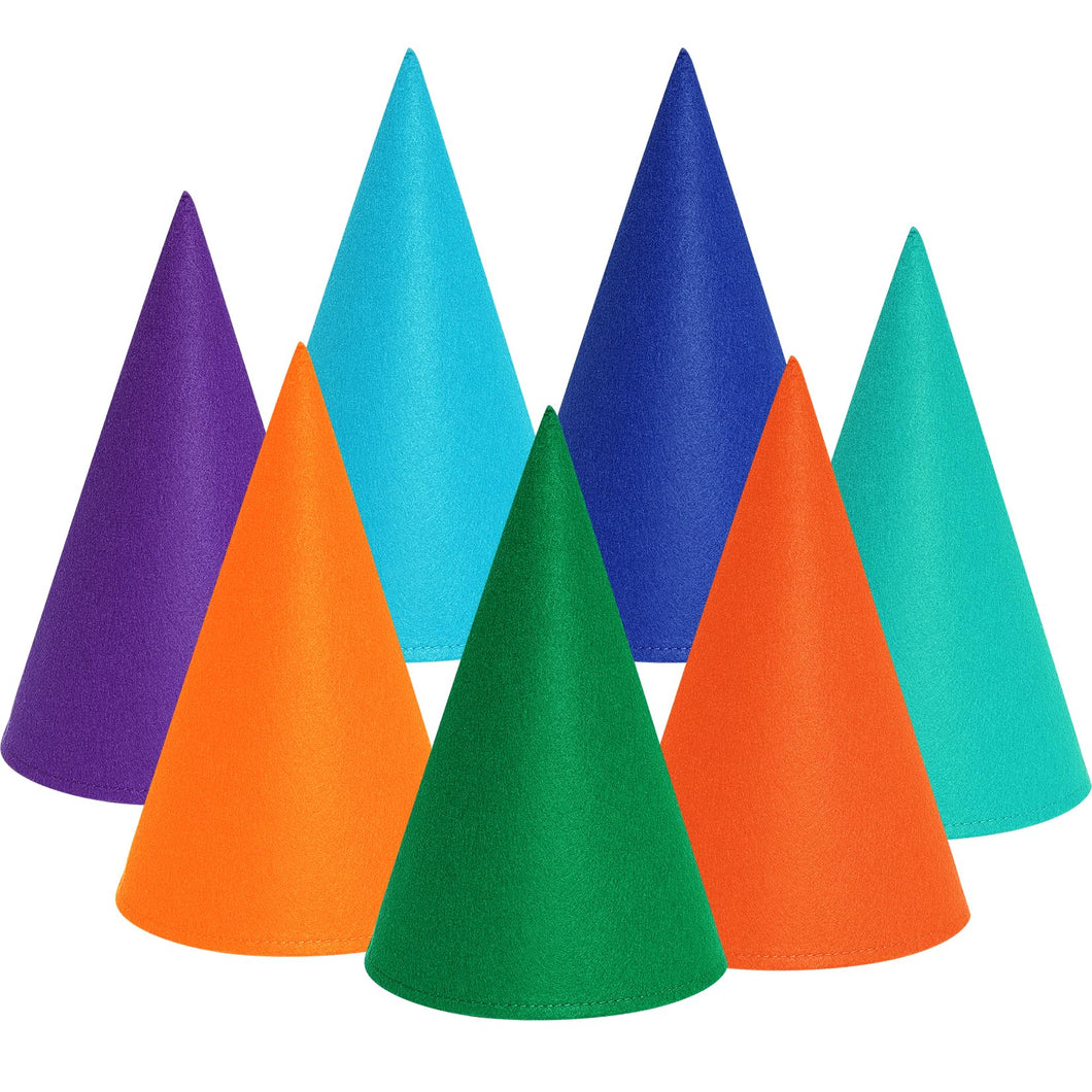 Fengek 7 Packs Gnome Hats, Felt Dwarf Hats for Unisex Adults Teens Elf Hats for Halloween Christmas Party Costume Supplies, Multicolor 3