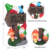 Load image into Gallery viewer, Solar Garden Gnome Statues Outdoor Garden Decor with Welcome Sign, 11.8&#39;&#39; Resin Garden Gnomes Sculptures &amp; Statues for Patio, Balcony, Yard, Lawn Ornament, Housewarming Garden Gift
