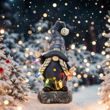 Load image into Gallery viewer, TERESA&#39;S COLLECTIONS Garden Gnomes Halloween Decor Outdoor, Blue Hat Witch Lady Gnome Holding Colorful LED Light for Garden Statues, Halloween Decorations for Patio Yard Housewarming Gifts, 8.86&quot;
