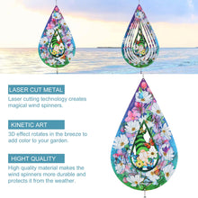 Load image into Gallery viewer, Gnomes and Butterfly Hanging Wind Spinners, Outdoor 3D Metal Sculptures for Garden and Yard Decoration Large Wind Spinner with a 360° Rotating Hook, Gifts for Women Mom Grandma Wife
