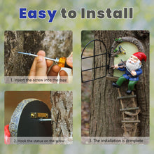 Load image into Gallery viewer, Colomix Gnome Tree Hugger, Funny Musical Gnome Garden Sculpture, Whimsical Fairy Tree Face/Stump Decor, Resin Outdoor Statue, Luminous Elf Peeker Yard Art, Handcrafted Unique Ornament Presents
