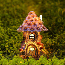Load image into Gallery viewer, Solar garden decoration for outdoors, fairy mushroom house for outdoor use, made of synthetic resin, IP44 waterproof, 6-12 hours, fairy house garden decoration, with solar lamp, for patio lawn
