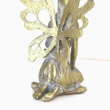 Load image into Gallery viewer, Fyne-Finds Antique Resin Fairy with Metal Wings Sculpture Statue Sitting Garden Yard Home Decor Ornament
