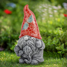 Load image into Gallery viewer, Suyorpe Garden Gnomes Decor Outdoor,Solar Outdoor Statue for Garden Patio Lawn Porch - Gnome Ornament with Red Dragonfly LED Lights Hat,Funny Gnomes Gift,Resin Solar Decorations,8.11 Inches
