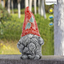 Load image into Gallery viewer, Suyorpe Garden Gnomes Decor Outdoor,Solar Outdoor Statue for Garden Patio Lawn Porch - Gnome Ornament with Red Dragonfly LED Lights Hat,Funny Gnomes Gift,Resin Solar Decorations,8.11 Inches
