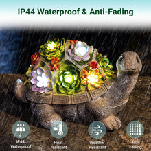 Load image into Gallery viewer, GIGALUMI Solar Turtle Garden Ornaments Outdoor Decor, Solar Garden Statue with Succulents and 7 LEDs Solar Lights, for Mum, Gifts for Mum, Gifts for Women(8.3 inch/ 21 cm)
