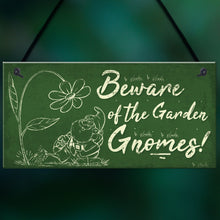 Load image into Gallery viewer, RED OCEAN Beware Of The Gnomes Garden Wall Hanging Wall Sign Plaque Shed Door Caution Sign Gifts
