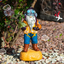 Load image into Gallery viewer, Redwix Pilot Garden Gnome 11.1&quot; x 4.7&quot;, Funny Gnome Airplane Yard Decorations Outdoor, Pilot Gifts, Aviation Decor
