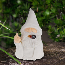 Load image into Gallery viewer, Relaxdays Gnome with Cigar, Giving Middle Finger, Rude Figurine, Frost Resistant, Garden Statue, Polyresin, White, 15 x 9 x 7 cm
