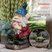 Load image into Gallery viewer, Alpine Corporation 15&quot; Tall Outdoor Garden Gnome Smiling Yard Statue Decoration, Multicolor
