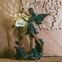 Load image into Gallery viewer, TERESA'S COLLECTIONS Garden Fairy Large Bronze Garden Sculptures &amp; Statues Resin with Solar Outdoor Light, Valentines Decorations Lawn Ornaments for Outdoor Decor, Gifts for Women Mom, 10.6"
