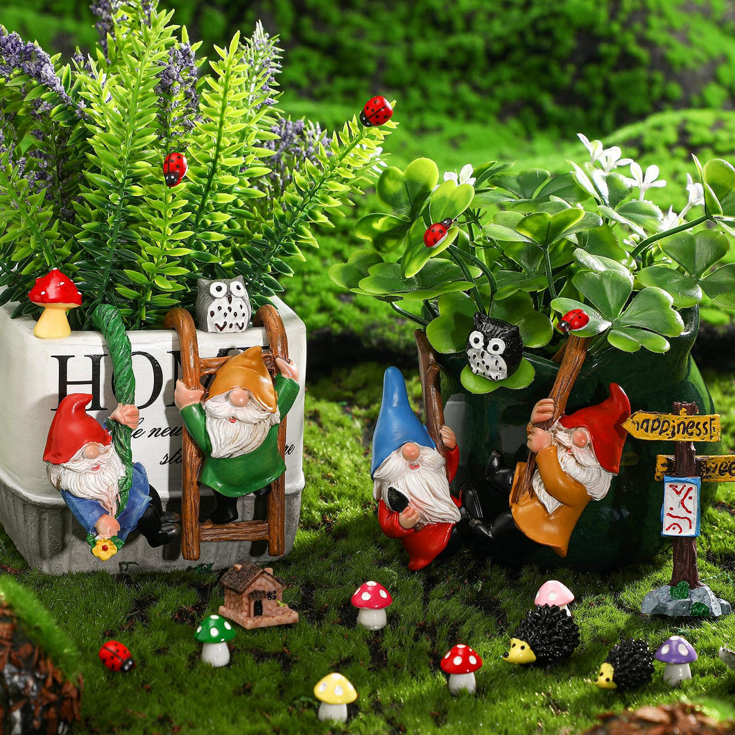 Jetec Gnomes Fairy Resin Statues Miniature Garden Accessories Mini Dwarf Figurine Fairy Miniature Ornament DIY Kit Micro Landscape Ornaments for Outdoor Indoor Patio Yard Lawn Garden ﻿ (Climb Gnomes)