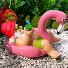Load image into Gallery viewer, Mood Lab Garden Gnome on Flamingo - Funny Gnome Figurine - 8 Inch Depth Lawn Statue - for Outdoor or House Decor

