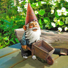 Load image into Gallery viewer, Design Toscano Wheelbarrow Willie Garden Gnome Statue Bird Feeder, 30 cm, Polyresin, Full Color
