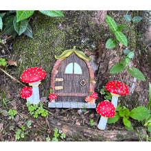 Load image into Gallery viewer, Cliocoo Fairy Door and Mushrooms for Trees, Glow in the Dark Gnome Home Door, Garden Tree Decor Kit with Adorable Mushrooms (Mushroom Fairy Door)
