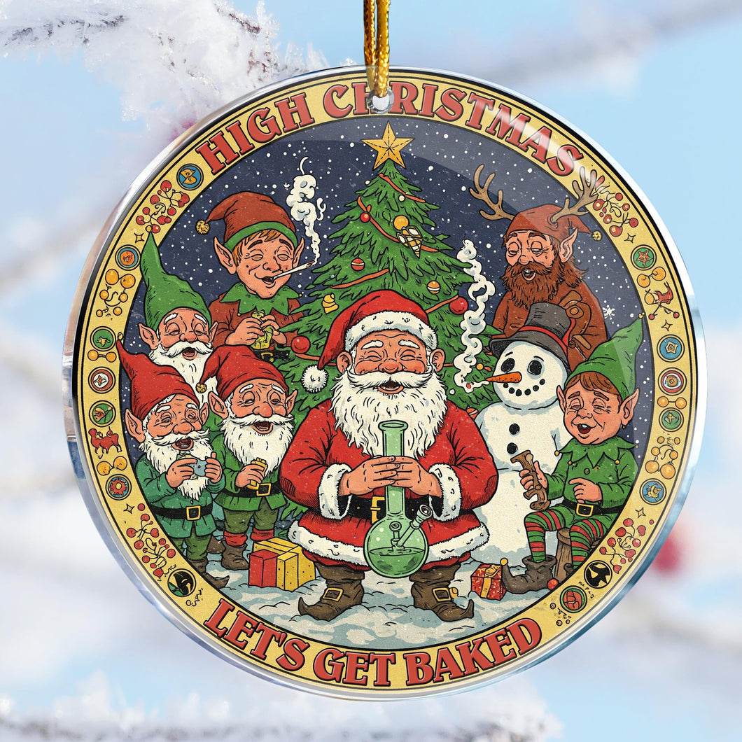 Christmas Ornaments Decorations - Gag Gifts - Nasty Naughty Gifts - White Elephant - Stocking Stuffers (Santa Gnomes Snowman Rudolph Smoking Weed Bong Cannabis Get High 3)