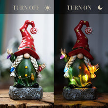 Load image into Gallery viewer, TERESA&#39;S COLLECTIONS Garden Gnomes Christmas Decorations Outdoor for Resin Garden Decor, Red Gnome Decor Battery Operated Colorful LED Light, Witch Christmas Decor Gifts for Party, 8.86&quot;
