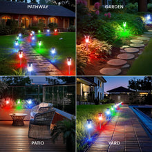 Load image into Gallery viewer, CUQOO Solar Garden Stake Lights – 10 Pack Colour-Changing LED, Weatherproof Stainless Steel Solar Lights for Outdoor Pathway Lighting – Rechargeable with Automatic Night Activation [Energy Class A+]
