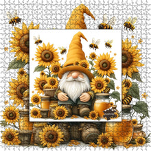 Load image into Gallery viewer, PICKFORU Sunflower Gnome Puzzle for Adults 1000 Pieces, Funny Garden Gnomes Honey Bee Jigsaw Puzzle, Floral Nature Themed Challenge for Adults Art
