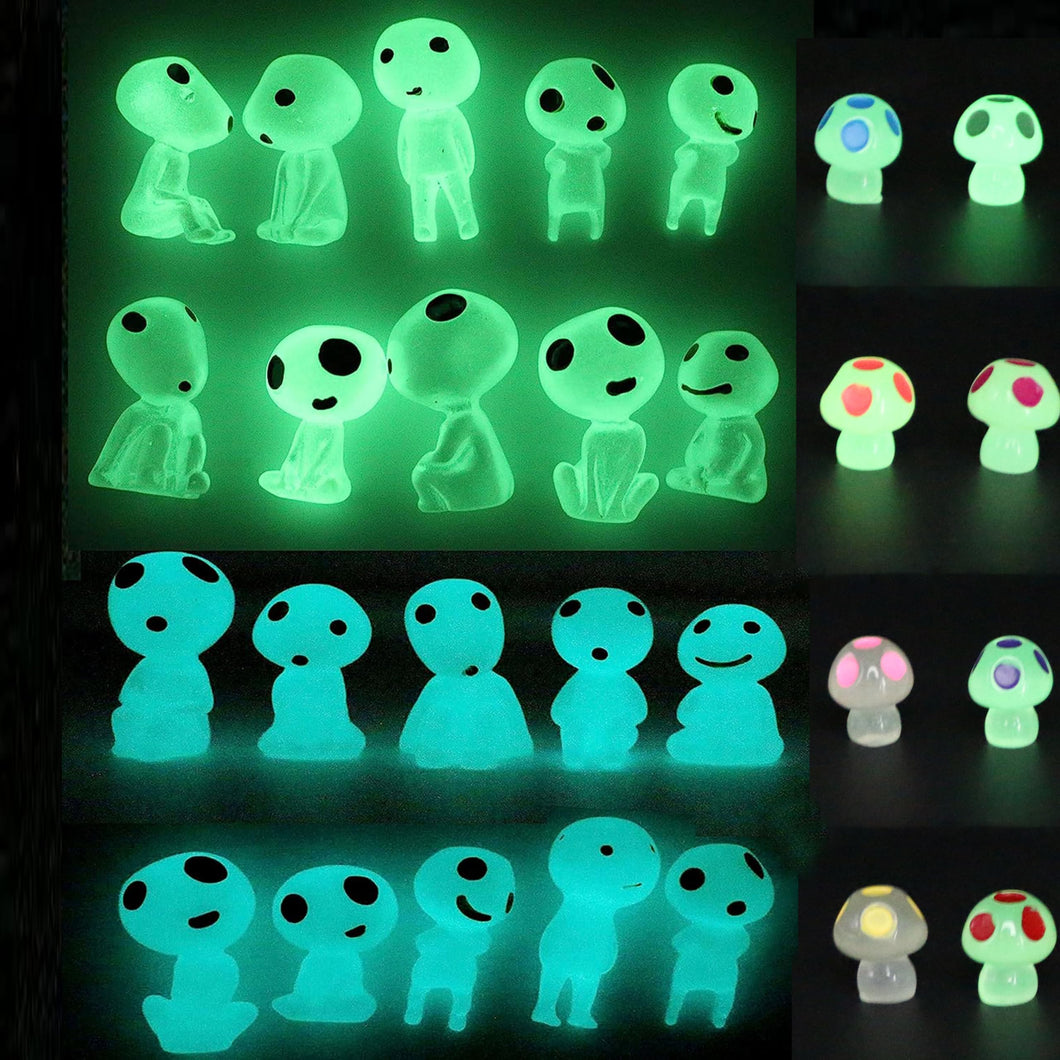 Qingo Fairy Garden Accessories Tree Elves Easter Egg Fillers Glow in Dark Basket Stuffers Garden Alien Decor Miniature for Micro Landscape Outdoor Status Patio Lawn Yard Kit