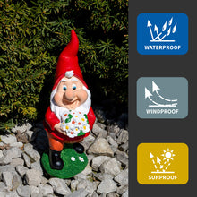 Load image into Gallery viewer, CLEVER GARDEN Garden Gnome Statue Outdoor Décor, 11 Inch Tall Resin Figurine, Bouquet
