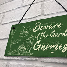 Load image into Gallery viewer, RED OCEAN Beware Of The Gnomes Garden Wall Hanging Wall Sign Plaque Shed Door Caution Sign Gifts
