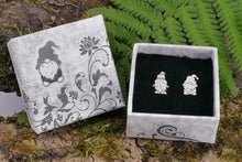 Load image into Gallery viewer, Garden gnome sterling silver stud earrings, lucky charm gonk
