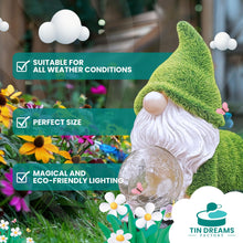 Load image into Gallery viewer, TIN DREAMS FACTORY | Yoga Gnome with Solar Light – Resin Garden Decorative Figure – Outdoor Little Gnome with LED Glowing Bubble – Relaxing Ornament for Garden, Patio and Terrace
