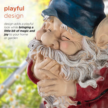 Load image into Gallery viewer, Alpine Corporation 15&quot; Tall Outdoor Garden Gnome Smiling Yard Statue Decoration, Multicolor
