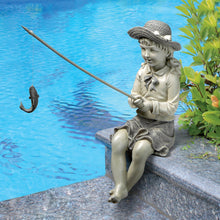 Load image into Gallery viewer, Design Toscano EU9305 Big Catch Fisherwoman Girl Fishing Garden Statue, 28 cm, Polyresin, Two Tone Stone
