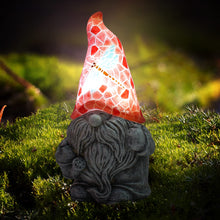 Load image into Gallery viewer, Suyorpe Garden Gnomes Decor Outdoor,Solar Outdoor Statue for Garden Patio Lawn Porch - Gnome Ornament with Red Dragonfly LED Lights Hat,Funny Gnomes Gift,Resin Solar Decorations,8.11 Inches
