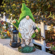 Load image into Gallery viewer, TERESA&#39;S COLLECTIONS Funny Garden Gnome with Lantern, Gonk Statues Solar Garden Ornaments Outdoor, Waterproof Garden Gifts for Patio Lawn Yard Decorations, 33cm Tall
