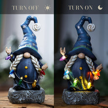 Load image into Gallery viewer, TERESA&#39;S COLLECTIONS Garden Gnomes Halloween Decor Outdoor, Blue Hat Witch Lady Gnome Holding Colorful LED Light for Garden Statues, Halloween Decorations for Patio Yard Housewarming Gifts, 8.86&quot;
