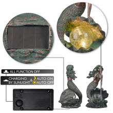 Load image into Gallery viewer, TERESA'S COLLECTIONS Mermaid Garden Statues with Solar Outdoor Lights for Outdoor Decor, Bronze Patina Fairy Sculptures &amp; Statues, Mermaid Figurines Garden Decor Gifts for Mom Yard Decor, 13"
