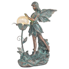 Load image into Gallery viewer, TERESA'S COLLECTIONS Garden Fairy Large Bronze Garden Sculptures &amp; Statues Resin with Solar Outdoor Light, Valentines Decorations Lawn Ornaments for Outdoor Decor, Gifts for Women Mom, 10.6"
