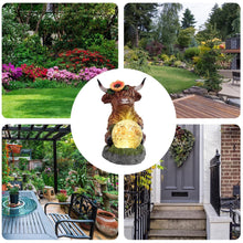 Load image into Gallery viewer, Solar Lantern, Highland Cow Garden Light, Solar-Powered Waterproof Animal Statue for Outdoor Decor, Ambient Lighting for Yard, Patio, Lawn, Porch, Garden, and Pathways
