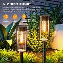 Load image into Gallery viewer, LETMY 4 Pack Garden Lights Solar Powered with Warm White Tungsten Filament Light, Waterproof Auto On/Off Solar Lights Outdoor Garden for Yard Pathway Patio Decorative
