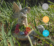 Load image into Gallery viewer, Solar Fairy Garden Statue - Angel Fairy on Turtle Figurine Outdoor Statue, Lovely Tortoise Garden Statue with 5 LED Lights Succulent Plants, Perfect Balcony Lawn Garden Decor Gift for Mom or Grandma
