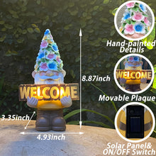 Load image into Gallery viewer, FESTGLOX Solar Garden Gnome Statue with Light, Solar Gnomes Decorations for Yard Outdoor Welcome Gnome Decor for Patio Gnome Mom Gift
