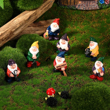 Load image into Gallery viewer, 7 Pieces Gnomes Fairy Resin Statues Mini Garden Statues Decoration Gnome Tale Statue with 2 Hedgehog Statues and 1 Mushroom Decor for Christmas Holiday Festival Decoration, Relatives Friends Kids
