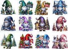 Load image into Gallery viewer, x12 Mixed Christmas Gnome Gonk Design Glass Vinyl Decal Stickers caf1
