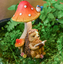 Load image into Gallery viewer, TERESA&#39;S COLLECTIONS Garden Ornaments Outdoor, Lovely Hedgehog and Mushroom with Solar Lights, Waterproof Resin Hedgehog Ornaments, Hedgehogs Gifts, Birthday Gifts for Mum, Indoor Outdoor 17.5CM
