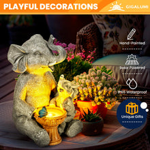 Load image into Gallery viewer, GIGALUMI Solar Garden Statues Loving Elephant Figurine Lights for Outdoor, Yard, Garden Decor Unique Housewarming Gifts for Mom, Women
