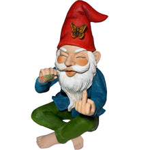 Load image into Gallery viewer, Mood Lab Garden Gnome - Relaxed Smoking Gnome - 9.6 Inch Tall Finger Statue - Lawn Garden Figurine
