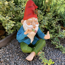 Load image into Gallery viewer, Mood Lab Garden Gnome - Relaxed Smoking Gnome - 9.6 Inch Tall Finger Statue - Lawn Garden Figurine
